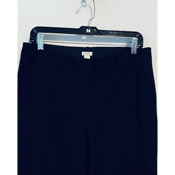 J Crew Pants 10 Black Stretch Wool Blend Trousers Pockets Work Minimalist - Picture 2 of 7